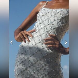 Oceanus Calliope Luxury Crystal Maxi Party Dress White